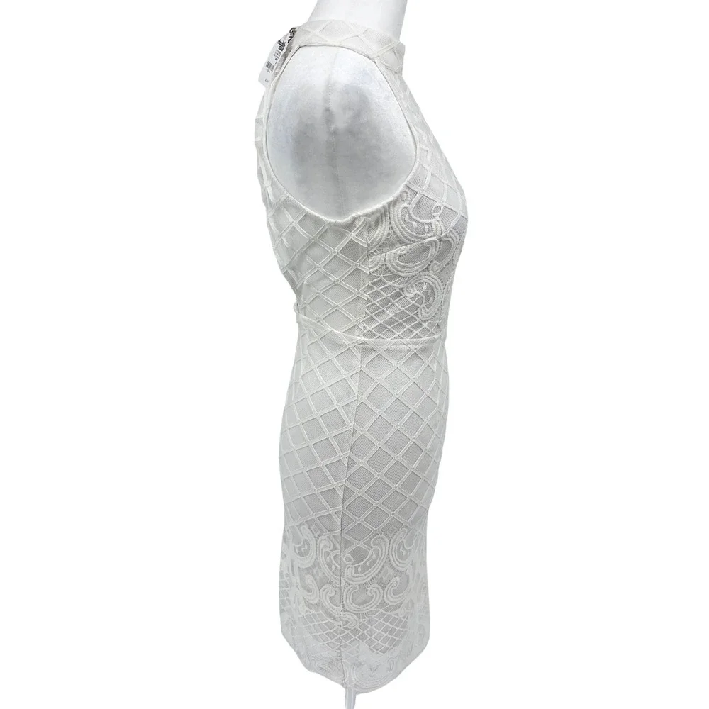 NWT Y2K Charlotte Russe Women's Juniors‎ Dress Small White Lace Mock Neck Boho